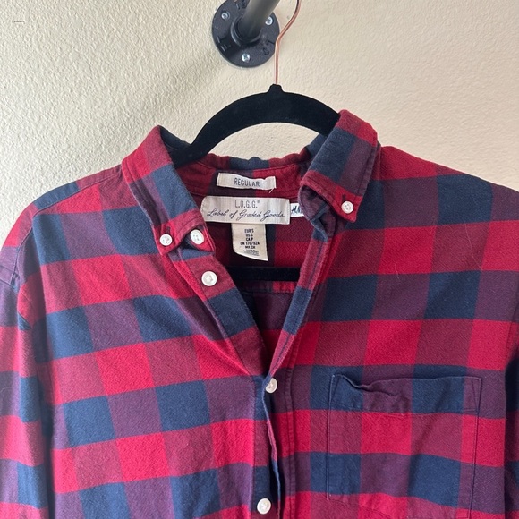H&M Burgundy and Navy Checkered Shirt - Picture 3 of 7